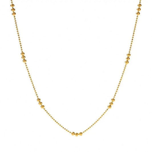 Trendy / Pictures Show / N2261 N2261 Waterproof 18K Gold Plated Stainless Steel Jewelry Charm Bead Chain Choker Necklace for Girls