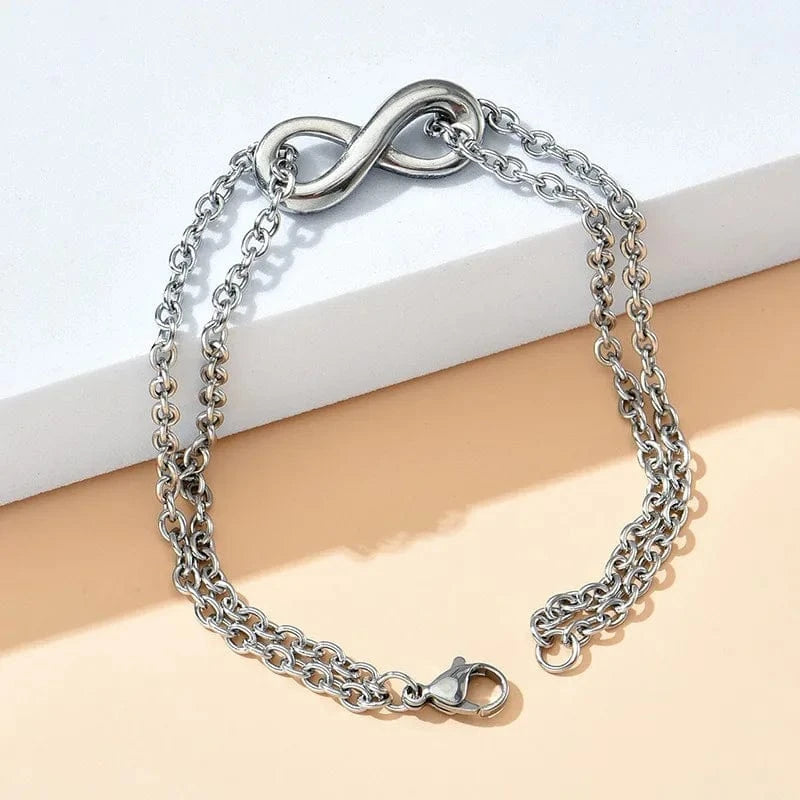 Trendy / silver Instagram Cold Style Digital Bracelet New Titanium Steel Bracelet Women's Minimalist Design Silver Bracelet
