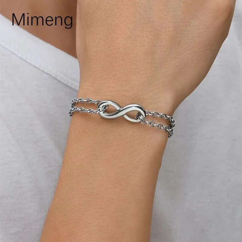 Trendy / silver Instagram Cold Style Digital Bracelet New Titanium Steel Bracelet Women's Minimalist Design Silver Bracelet