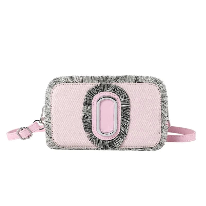 Trendy Tassel Handbags for Women Luxury 2024 New Fashion Ladies Denim Purse Designer Crossbody Camera Bags