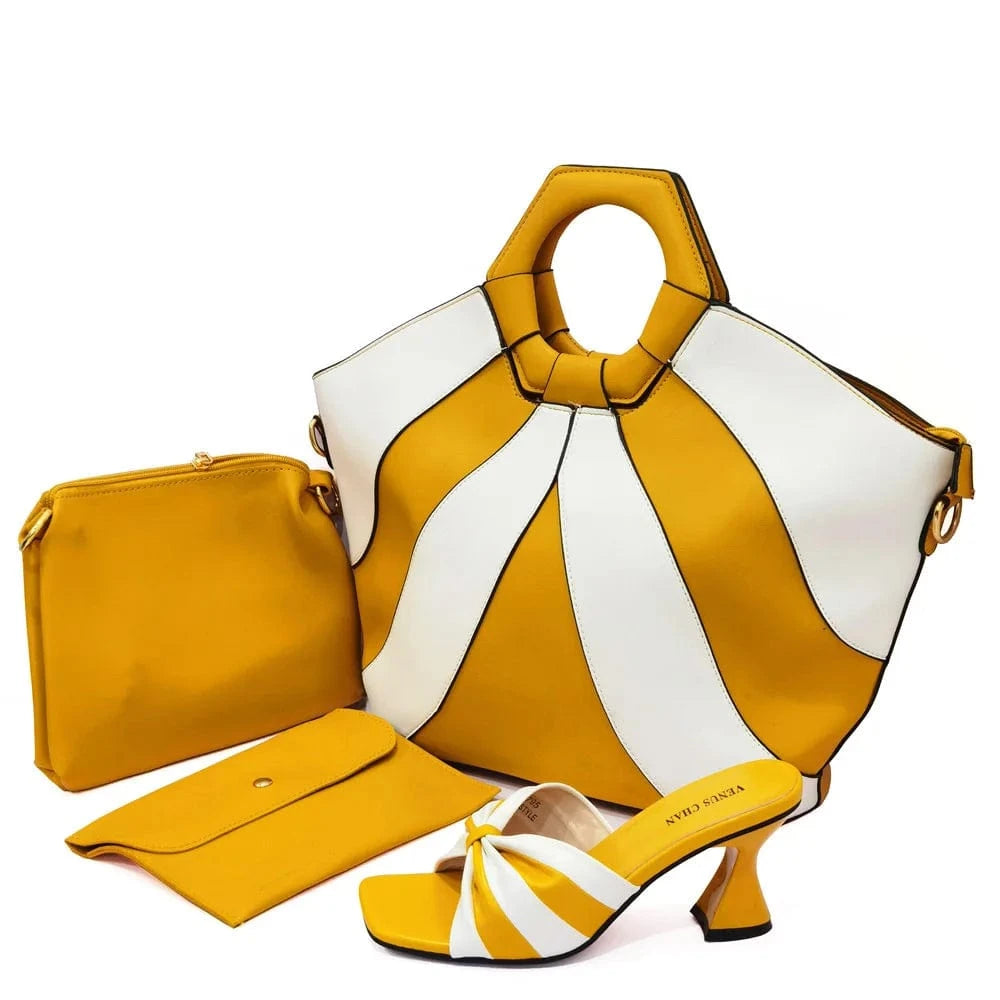 Turkey African Italian Women Ladies Matching Leather Handbag Shoes And Bag Shoes Set Bags Handbag Tote Leather Bag Fanny