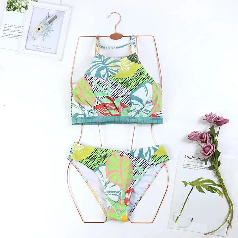 TW 2024 latest designer high neck tassel bikini set print bathing suit manufactures luxury skirt swimwear dress beachwear bikini