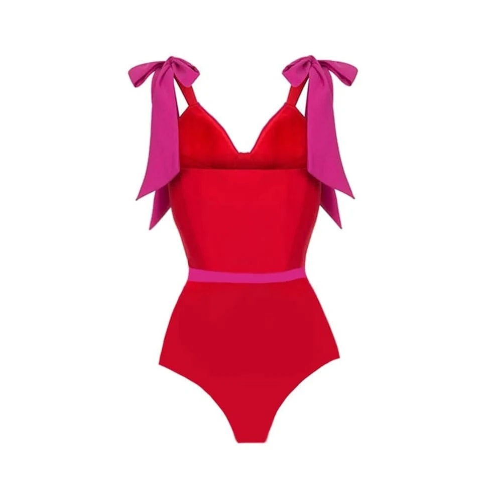 TW  2024 New One-piece Swimsuit Bow Bikini With Cove Up Women