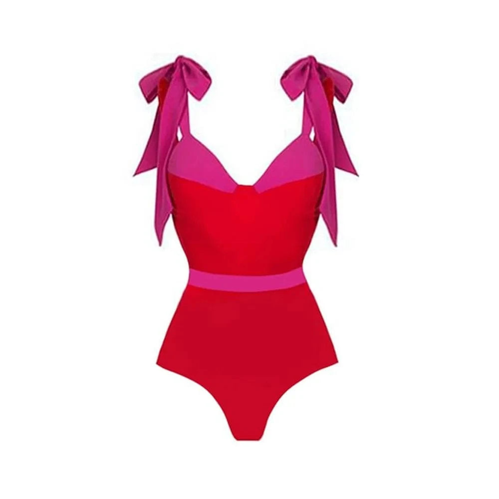TW  2024 New One-piece Swimsuit Bow Bikini With Cove Up Women