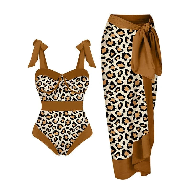 TW 2024 trajes de bano women custom swim skirt beach leopard push up vintage one piece swimsuit swimwear beachwear cover up