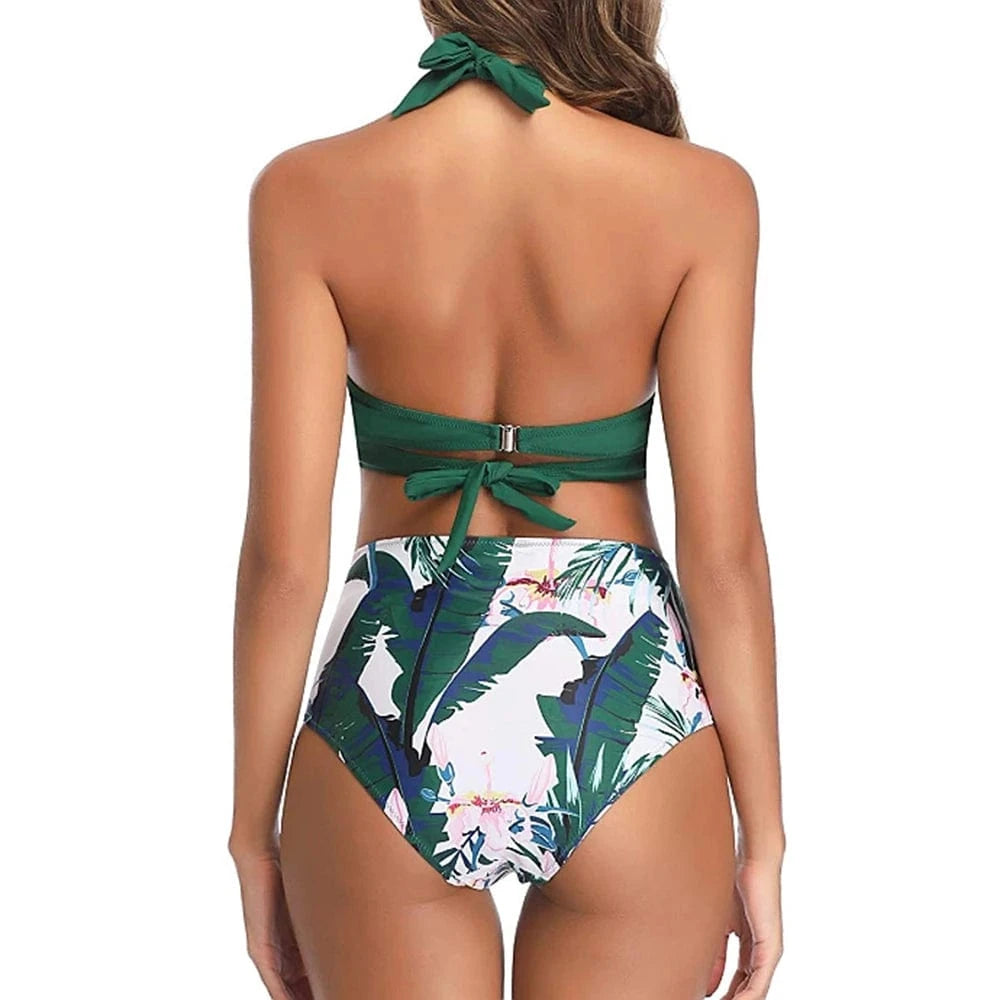 TW1045 Push Up Bikinis Set Leaf Print High Waist Swimming Suits for Bathing Suit Sexy Bikini Swimsuit Women Swimwear