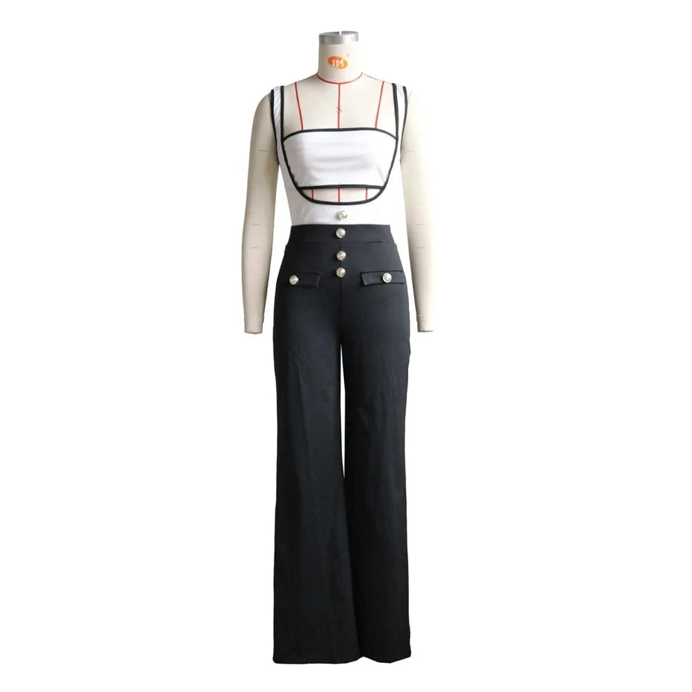 Two Piece Set Women Clothing Summer 2024 Casual Sexy Crop Top and Full Length Overall Pants Suits 2 Piece Jumpsuit Sets Outfit