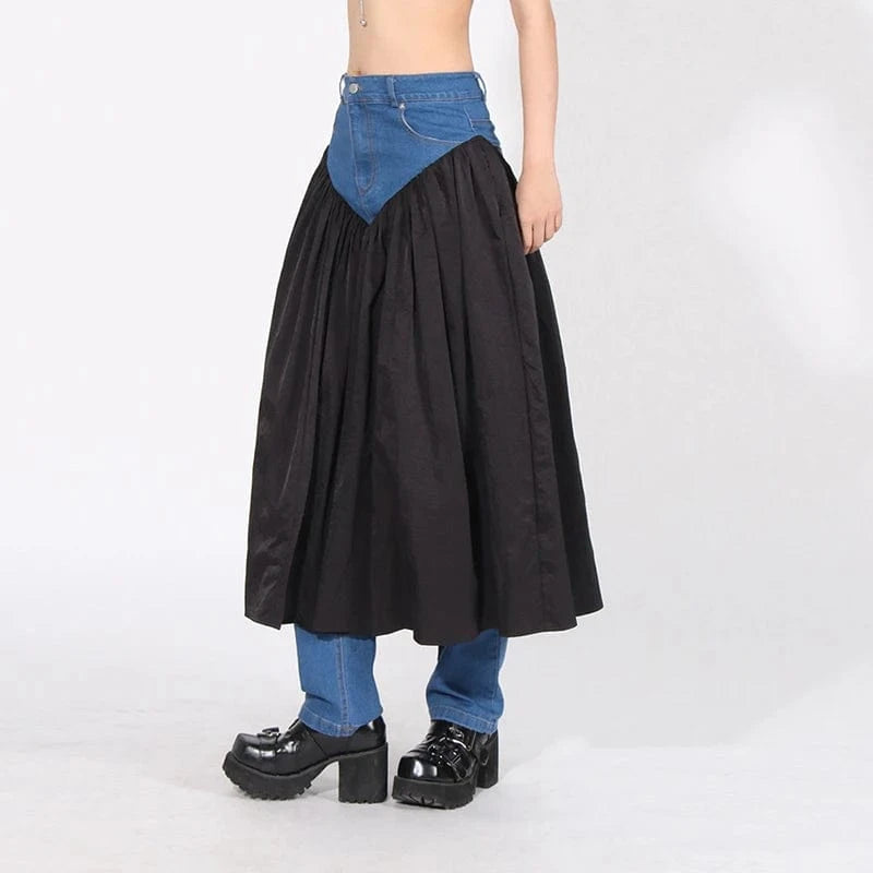 TWOTWINSTYLE New Style Slimming Straight High Waist Patchwork Pockets Denim Jeans For Women 2024