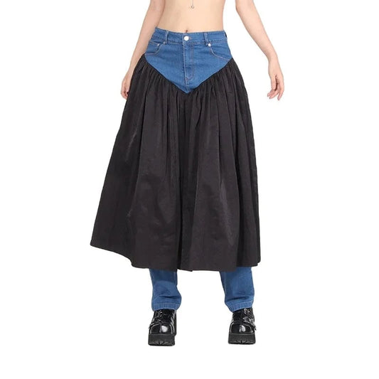 TWOTWINSTYLE New Style Slimming Straight High Waist Patchwork Pockets Denim Jeans For Women 2024