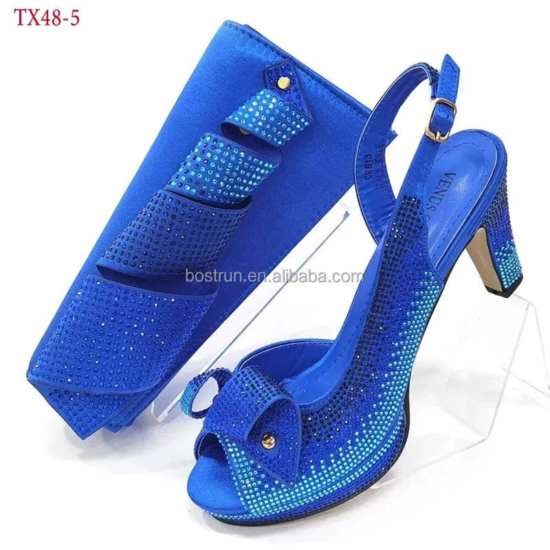 TX48 Italian Woman High Heels Sandals And Matching Bag Set For Party Hot Sale African Woman Shoes And Bag To Match