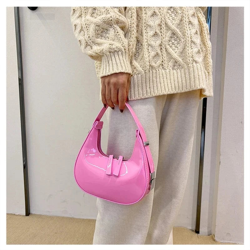 Underarm Women's Bag Bright color New Women's Portable Small Square Zipper Bag Single Shoulder Messenger Bag