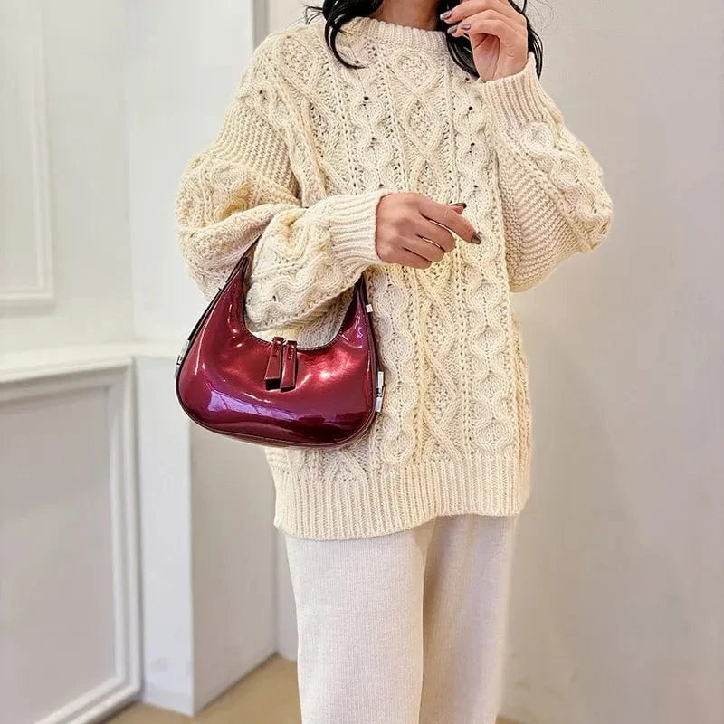 Underarm Women's Bag Bright color New Women's Portable Small Square Zipper Bag Single Shoulder Messenger Bag