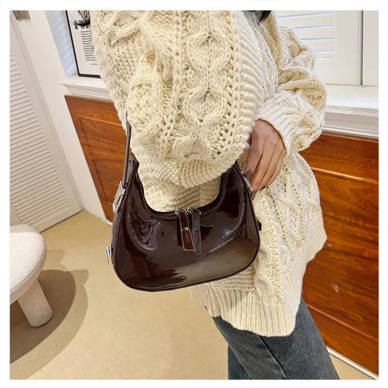 Underarm Women's Bag Bright color New Women's Portable Small Square Zipper Bag Single Shoulder Messenger Bag