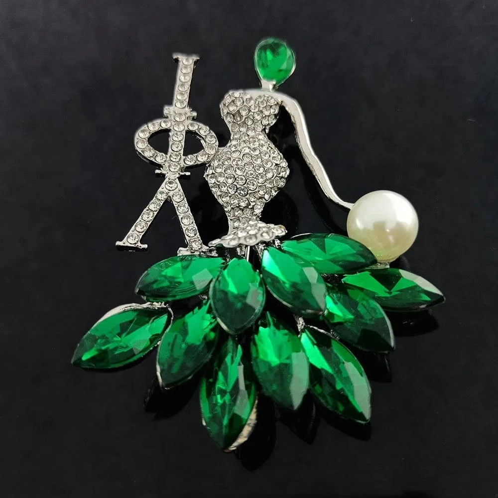 university society Girl Dress Gold Red Eta Phi Beta Lady Girl Red Rhinestone TLOD Dress Sorority Brooches Gamma Phi Delta