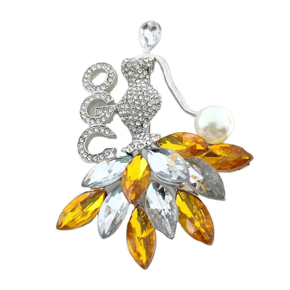 university society Girl Dress Gold Red Eta Phi Beta Lady Girl Red Rhinestone TLOD Dress Sorority Brooches Gamma Phi Delta