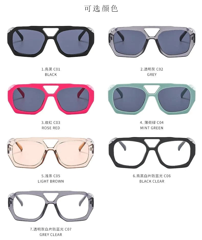 UNOC New Arrivals Wholesale Fashion Plastic Sunglasses Custom Double Bridge Women Men Label Sunglasses 2024