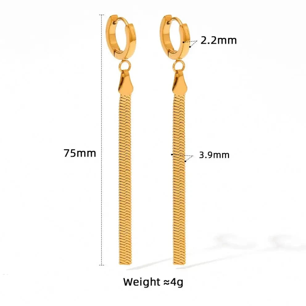 Unusual Earrings Trendy Jewelry Stainless Steel Snake Chain Long Tassel Drop Earrings