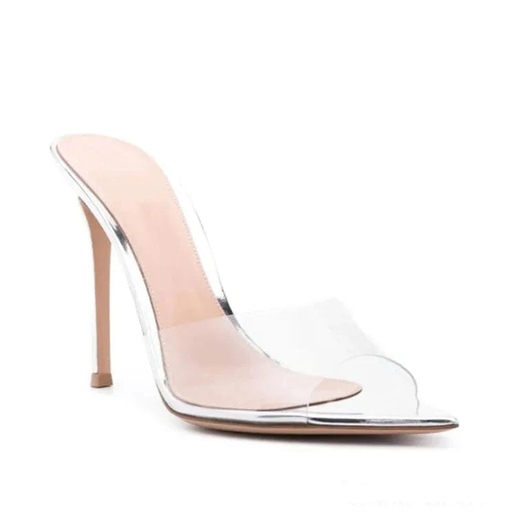 US10/Eur41 / White High Quality custom Slippers Scarpe Donna Peep Toe Unique Fashion Transparent Slippers Sandals Clear Mules for Ladies