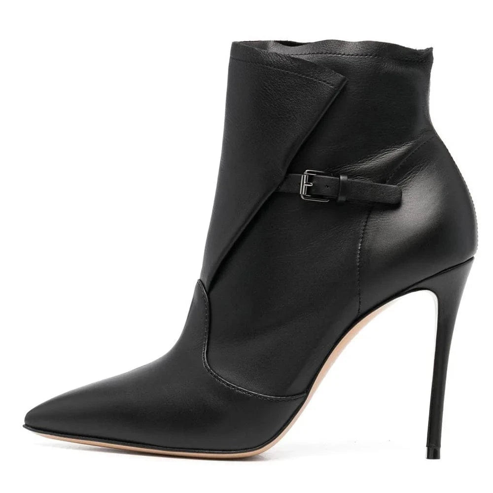 US11-11.5/Eur41 / Black Winter New Plus Size Fashion Booties Women Shoes Ladies Sexy Pointed Stiletto Heel Ankle Boots For Women Stiletto High Heels