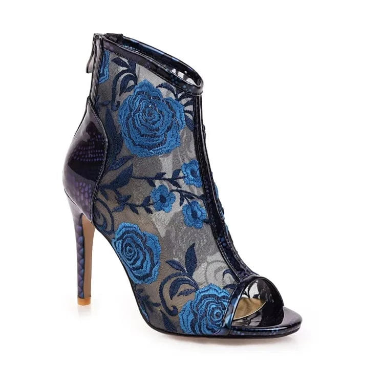 US14.5-15/Eur45 / Blue Women's Stiletto Heels Fishmouth Sexy Ladies High Heel Boots Women Summer Boots Women Pointed Toe Booties