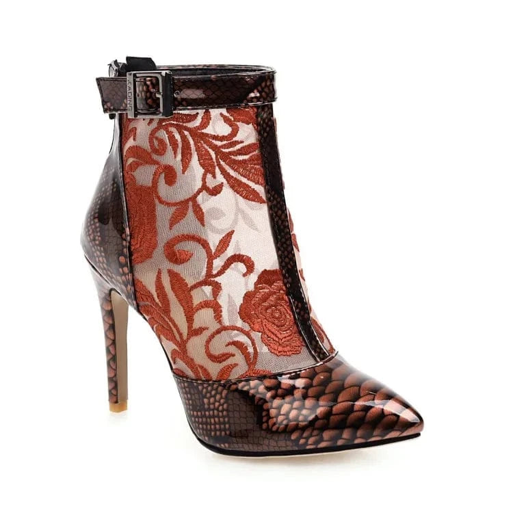 US6-6.5/Eur36 / Red Women's Stiletto Heels Fishmouth Sexy Ladies High Heel Boots Women Summer Boots Women Pointed Toe Booties