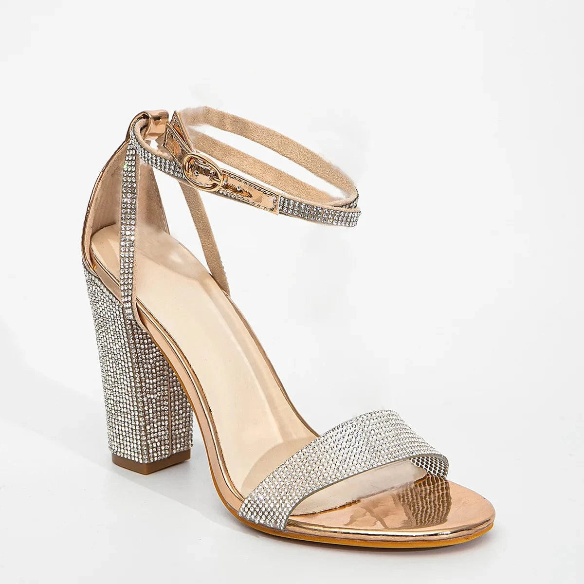 US6/Eur36 / Gold New Fashion Shiny Bow Party Sexy Sandales Sequin High Heel Women's Pumps Shoes Buckle Thick High Heel Sandals