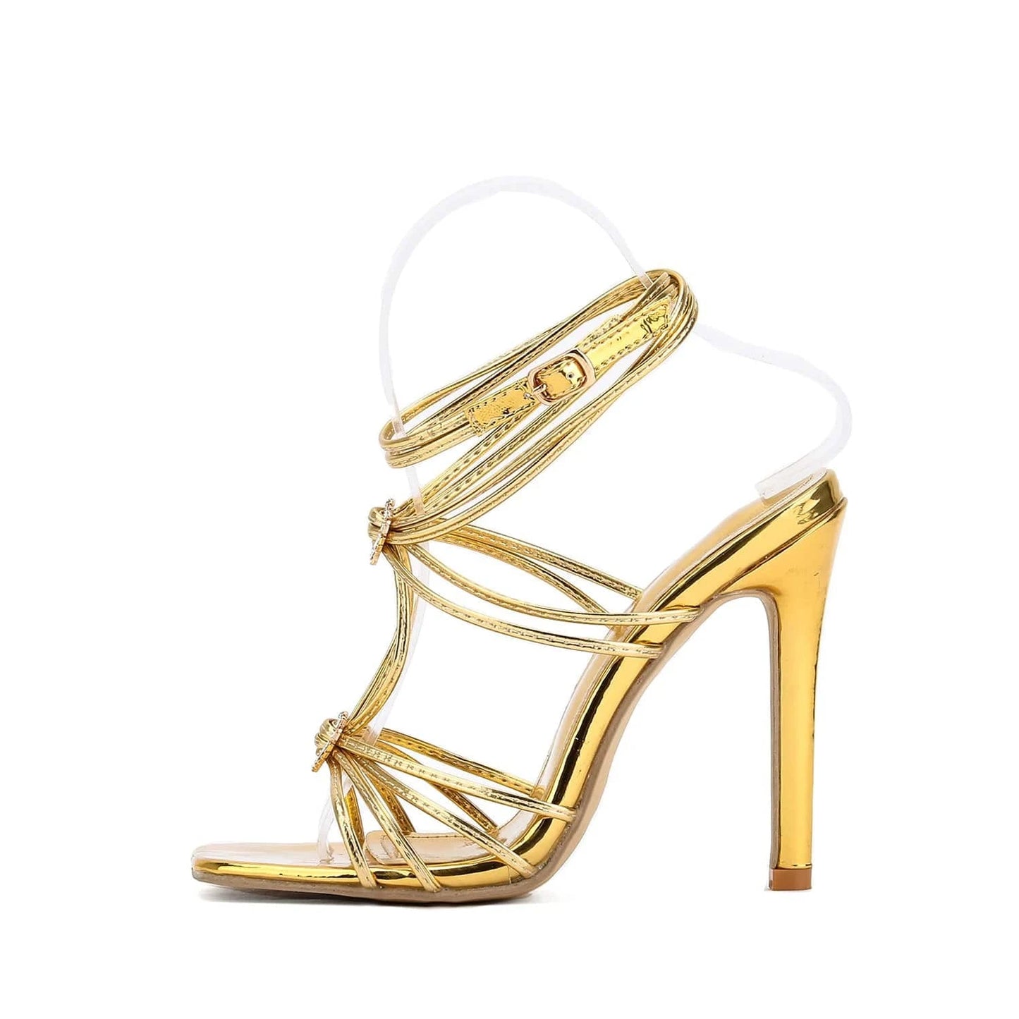 US8.5/Eur39 / Gold 11.5CM Sandalias Top Fashion Chaussures Femme Talon Sandals Ankle 2024 Trendy Heels Stiletto Heels for Women Ladies Pumps