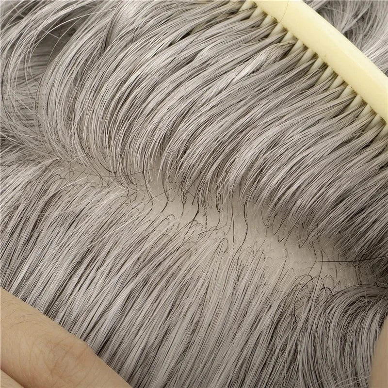 V Loop Hand Made Natural Human Hair Toupee Replacement Unit 8x10inch Loop Injected Super Thin Skin Base Toupee For Men