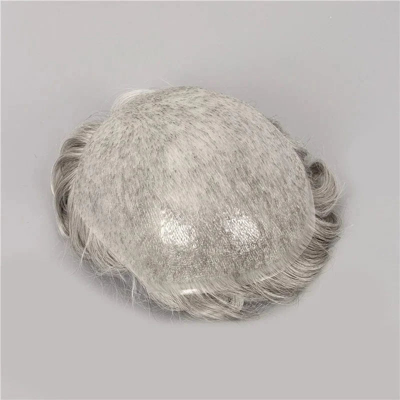 V Loop Hand Made Natural Human Hair Toupee Replacement Unit 8x10inch Loop Injected Super Thin Skin Base Toupee For Men