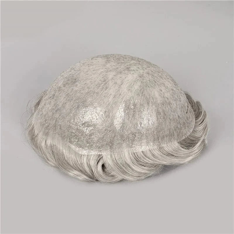 V Loop Hand Made Natural Human Hair Toupee Replacement Unit 8x10inch Loop Injected Super Thin Skin Base Toupee For Men