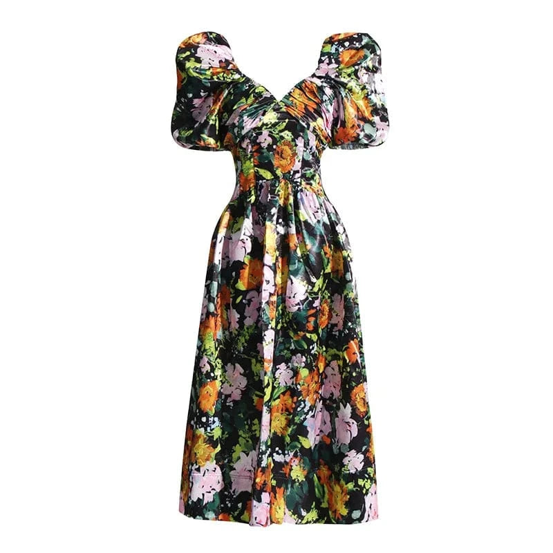V-neck Solid French High Waist Long Dress Holiday Casual Fashion Show Women's Clothing 2024 Hot Selling Elegant Women's Dresses