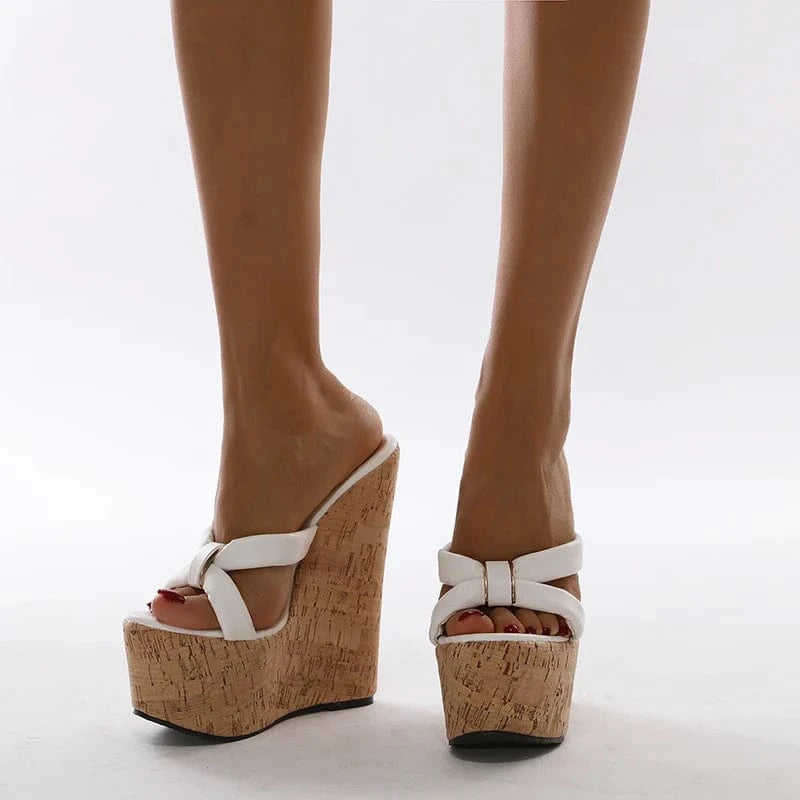 Versatile High Heels Wedge Sandals 2024 European and American Style Color Matching Simple PU Women Casual Sandals Summer Shoes
