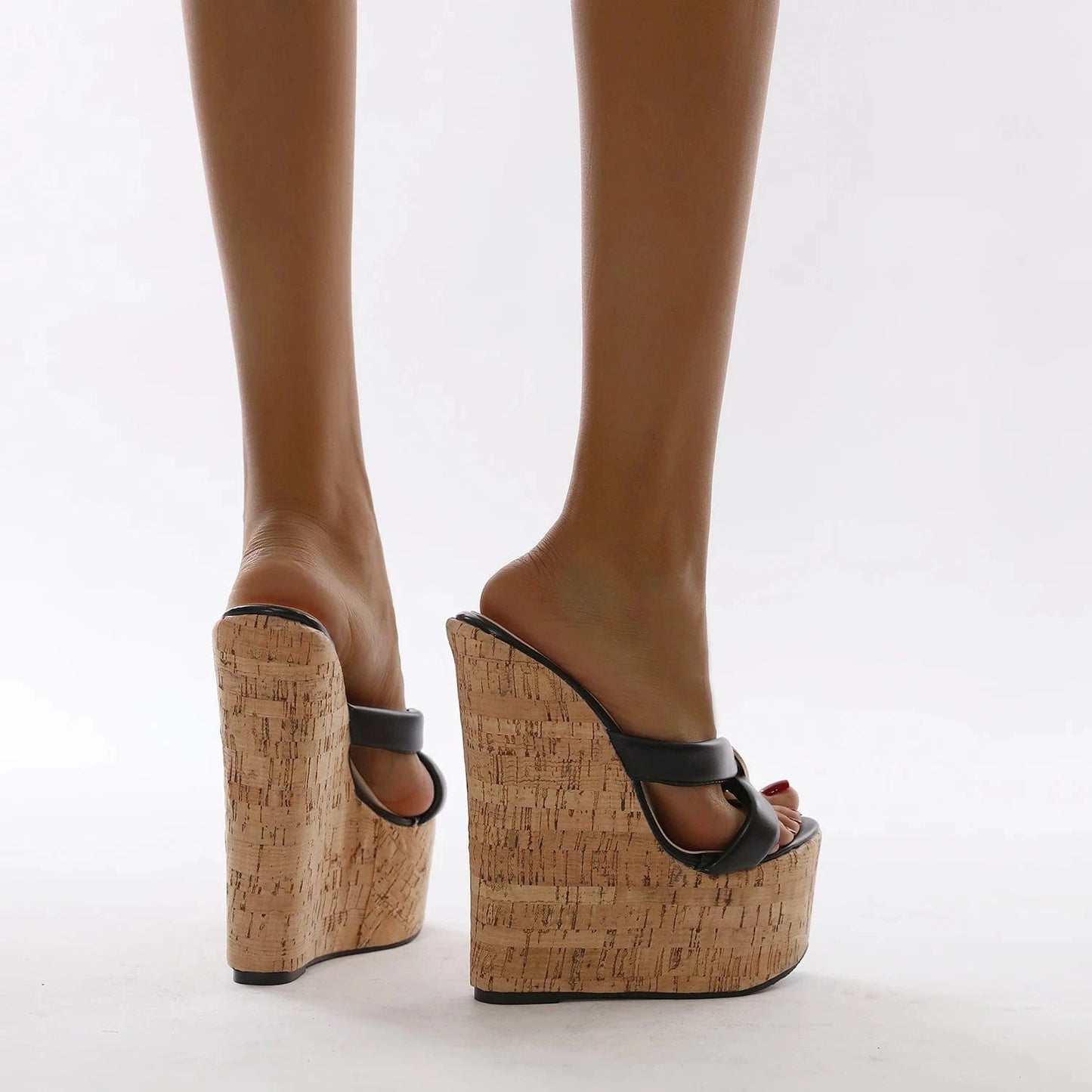 Versatile High Heels Wedge Sandals 2024 European and American Style Color Matching Simple PU Women Casual Sandals Summer Shoes