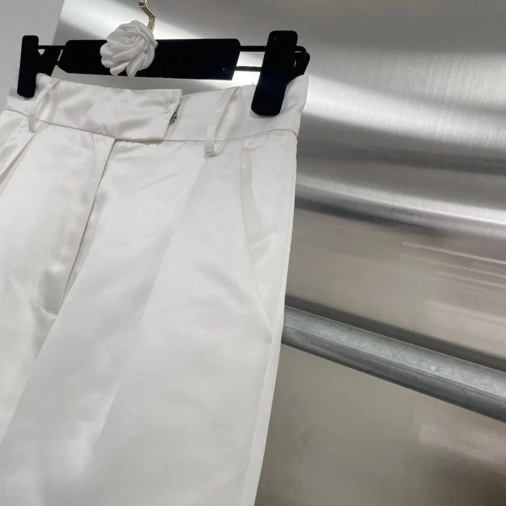 VGH Casual Printed Two Piece Set Fot Women O Neck Short Sleeve Top High Waist Slimming Flare Trousers Fashionable Suit Female