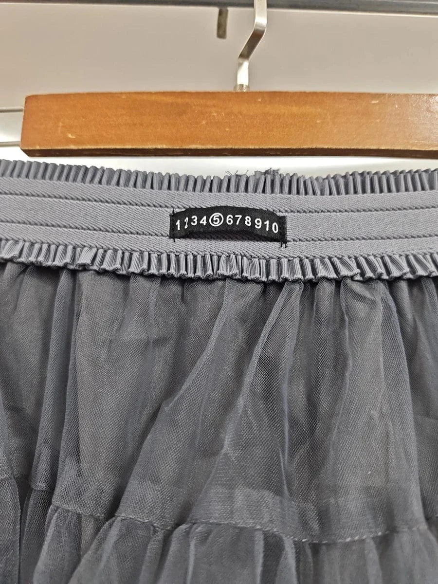 VGH Patchwork Tierred Mesh Ball Gown for Women High Waist Spliced Elastic Solid Sweet Fashion Style Mini Skirts Female Clothes