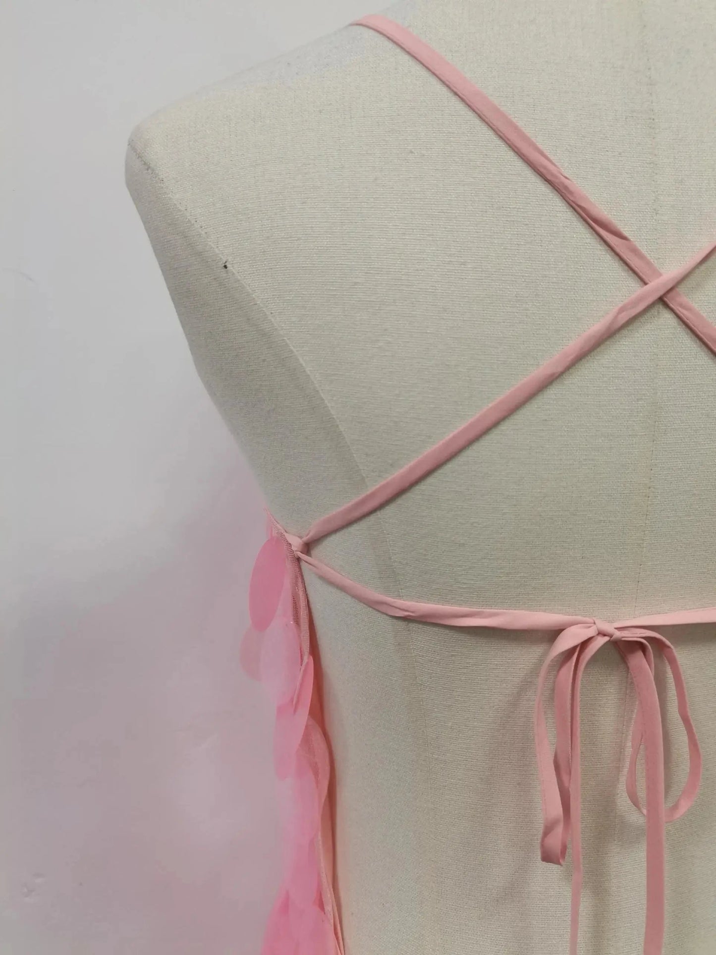 VGH Sexy Patchwork Sequined Camisole Dress for Women O Neck Sleeveless Spliced Crisscross Bandage Backless Mini Dresses Female