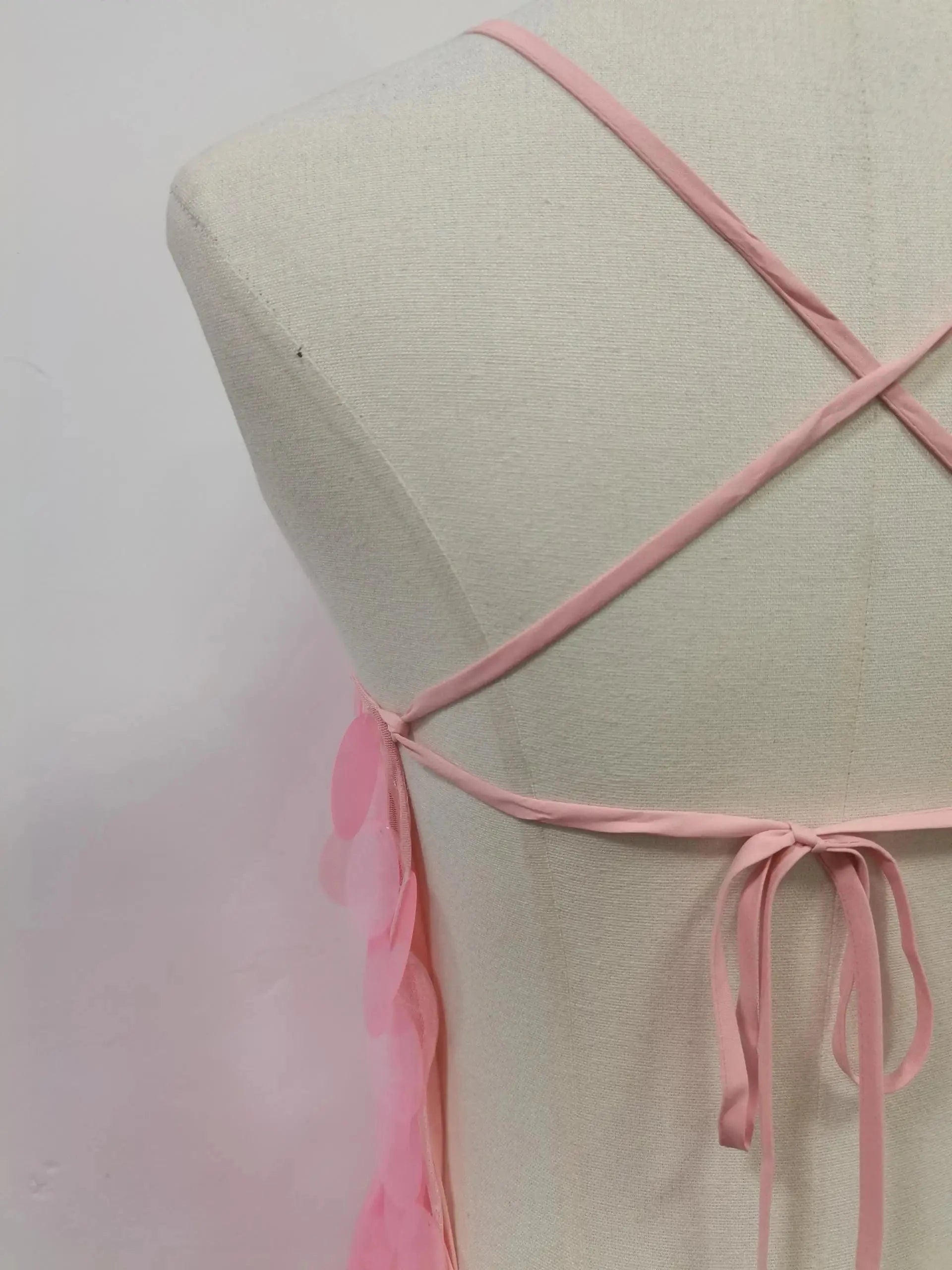 VGH Sexy Patchwork Sequined Camisole Dress for Women O Neck Sleeveless Spliced Crisscross Bandage Backless Mini Dresses Female