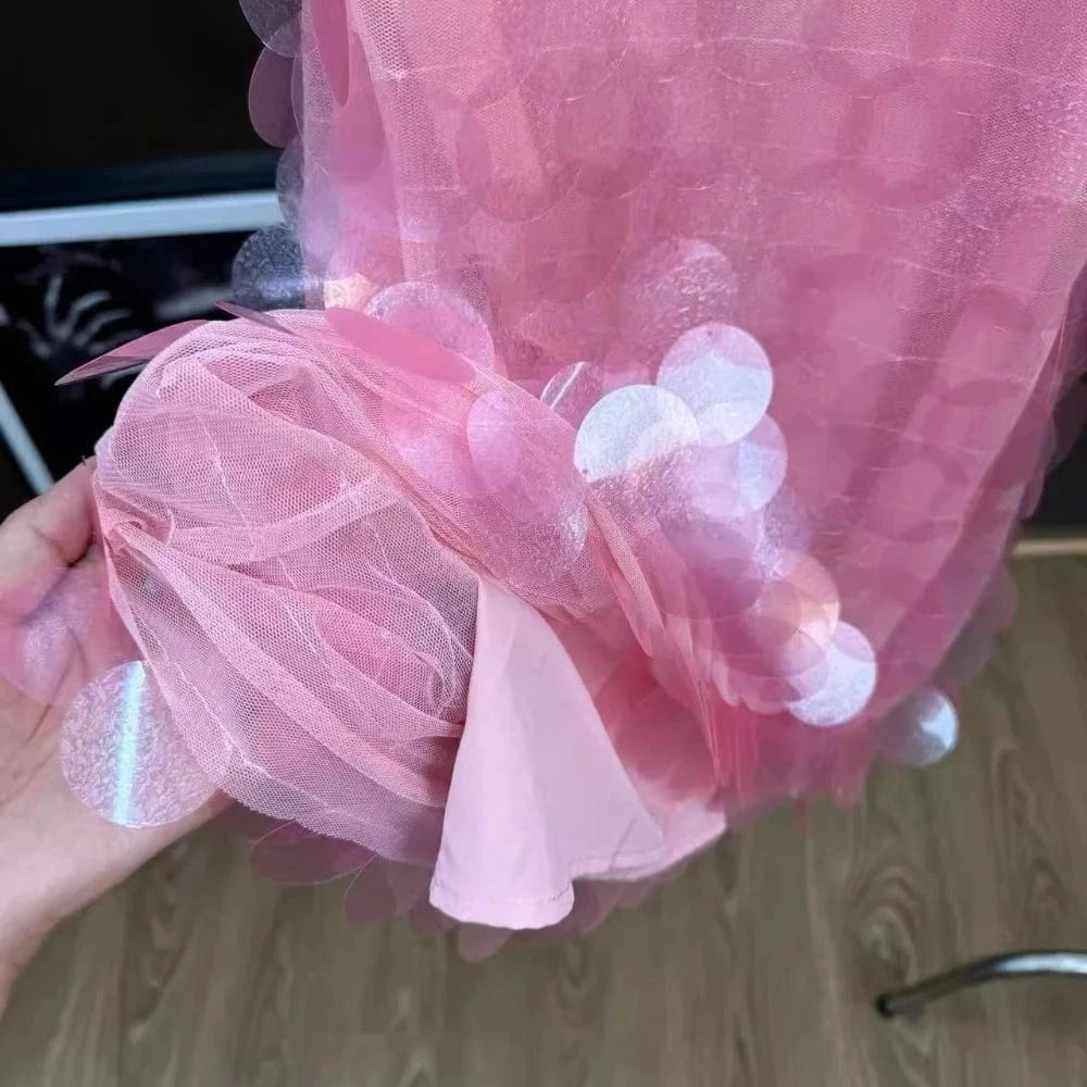 VGH Sexy Patchwork Sequined Camisole Dress for Women O Neck Sleeveless Spliced Crisscross Bandage Backless Mini Dresses Female