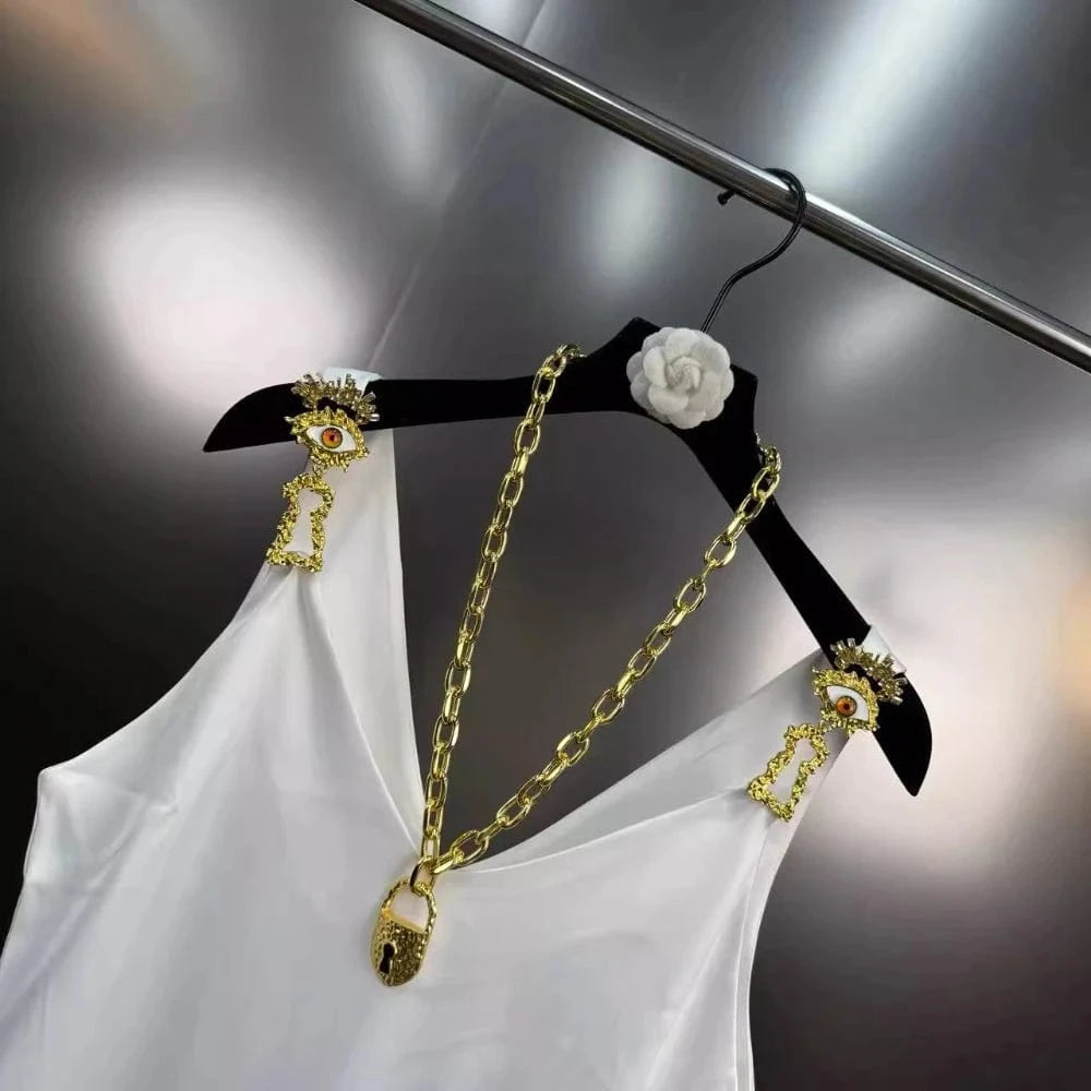 VGH Solid Color Spliced Metal Chain Basics Vest for Women V Neck Sleeveless American Streerwear Tank Tops Female Fashion Style