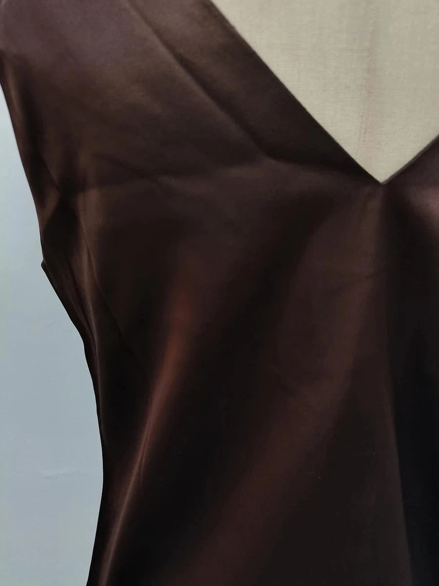 VGH Solid Color Spliced Metal Chain Basics Vest for Women V Neck Sleeveless American Streerwear Tank Tops Female Fashion Style