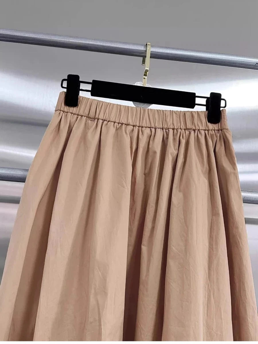 VGH Solid Embroidery Design Two Piece Sets for Women Lapel Sleeveless Top High Wasit Spliced Hollow Out A Line Skirt Suit Female