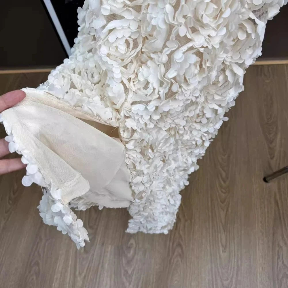 VGH Spliced 3D Rose Sexy Evening Dress for Women V Neck Sleeveless High Waist Backless Luxury Ceremony Long Dresses Female New