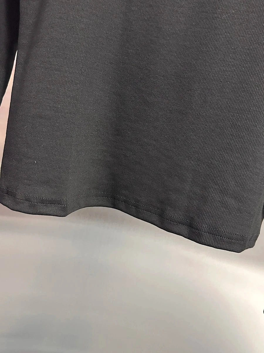 VGH Temperament Spliced Fungus Shirt For Women Turtleneck Petal Sleeve Slimming Chic Elegant Hit Color Blouse Female Spring New