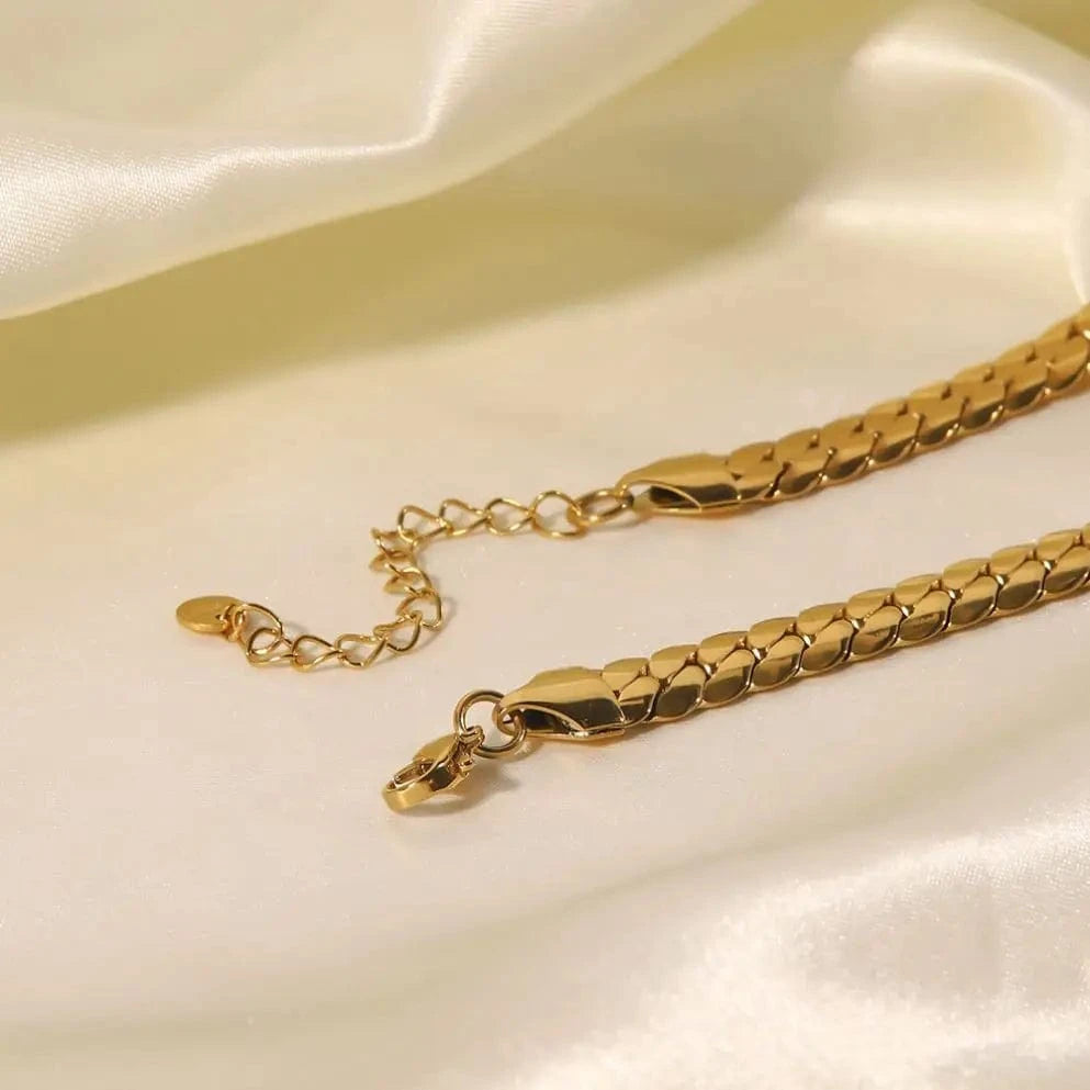 vintage / 18inches / N2356 N2356 Geometric 18K PVD Gold Plated Stainless Steel Flat Cuban Chain Zircon Bar Pendant Necklace