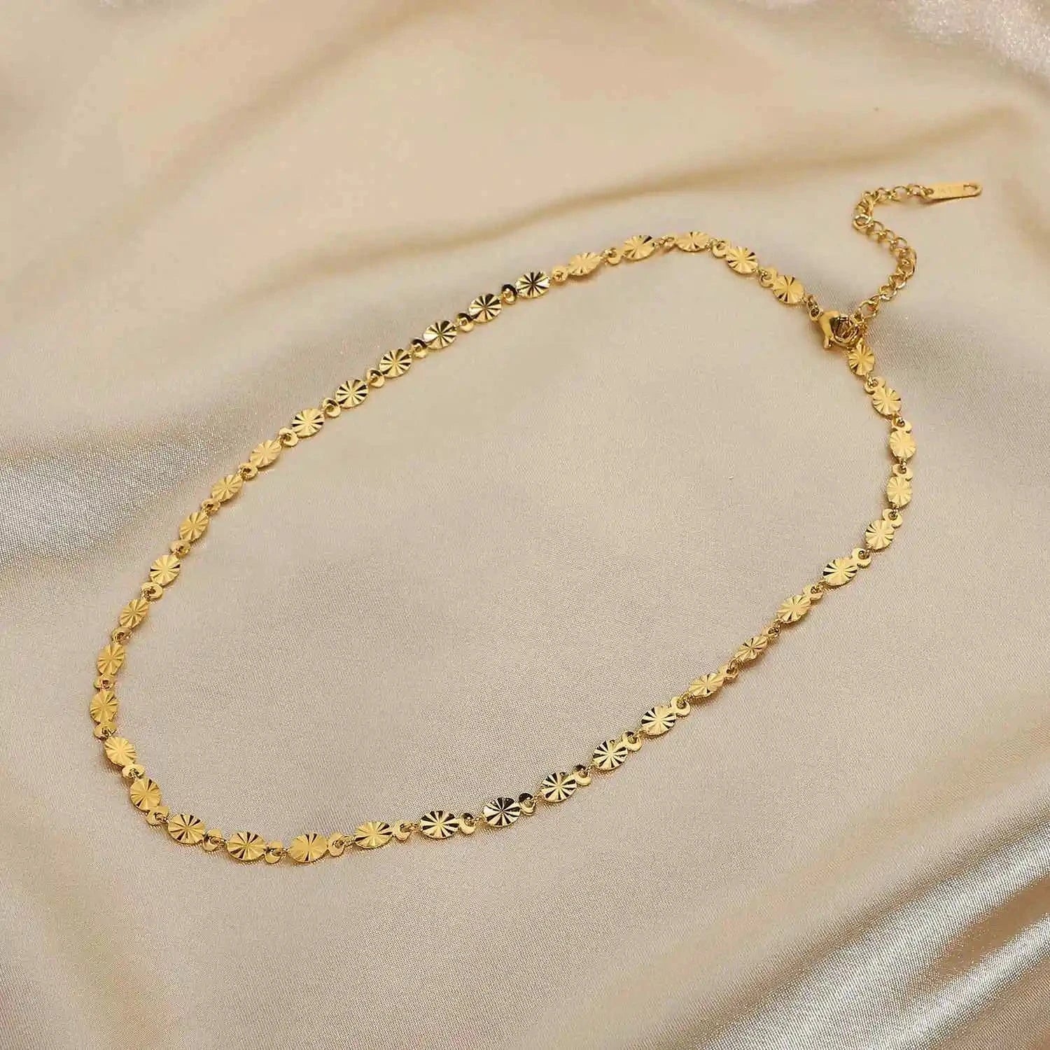 vintage / 18inches / N2531 N2531 Vintage Oval Chain Necklace Daily Jewelry 18K Gold Plated Stainless Steel Oval Chain Choker Necklace for Girl