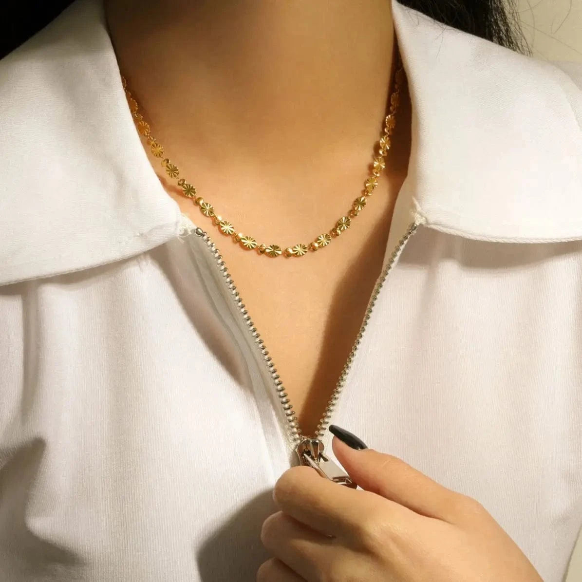 vintage / 18inches / N2531 N2531 Vintage Oval Chain Necklace Daily Jewelry 18K Gold Plated Stainless Steel Oval Chain Choker Necklace for Girl