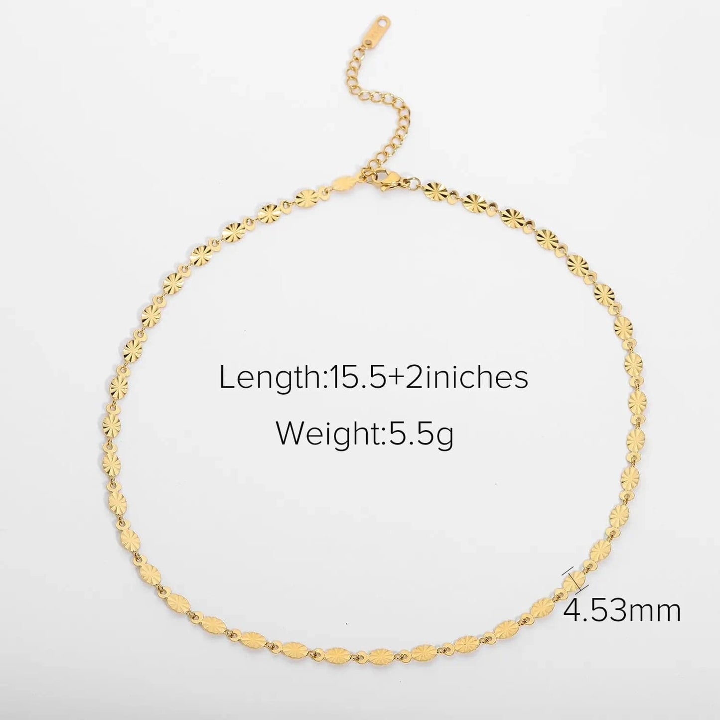 vintage / 18inches / N2531 N2531 Vintage Oval Chain Necklace Daily Jewelry 18K Gold Plated Stainless Steel Oval Chain Choker Necklace for Girl