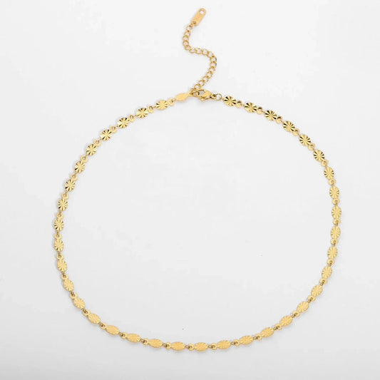 vintage / 18inches / N2531 N2531 Vintage Oval Chain Necklace Daily Jewelry 18K Gold Plated Stainless Steel Oval Chain Choker Necklace for Girl