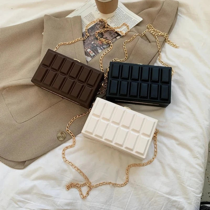 Vintage Box Shape Chains Crossbody Bags for Women Small Square Clutch Handbags Purses