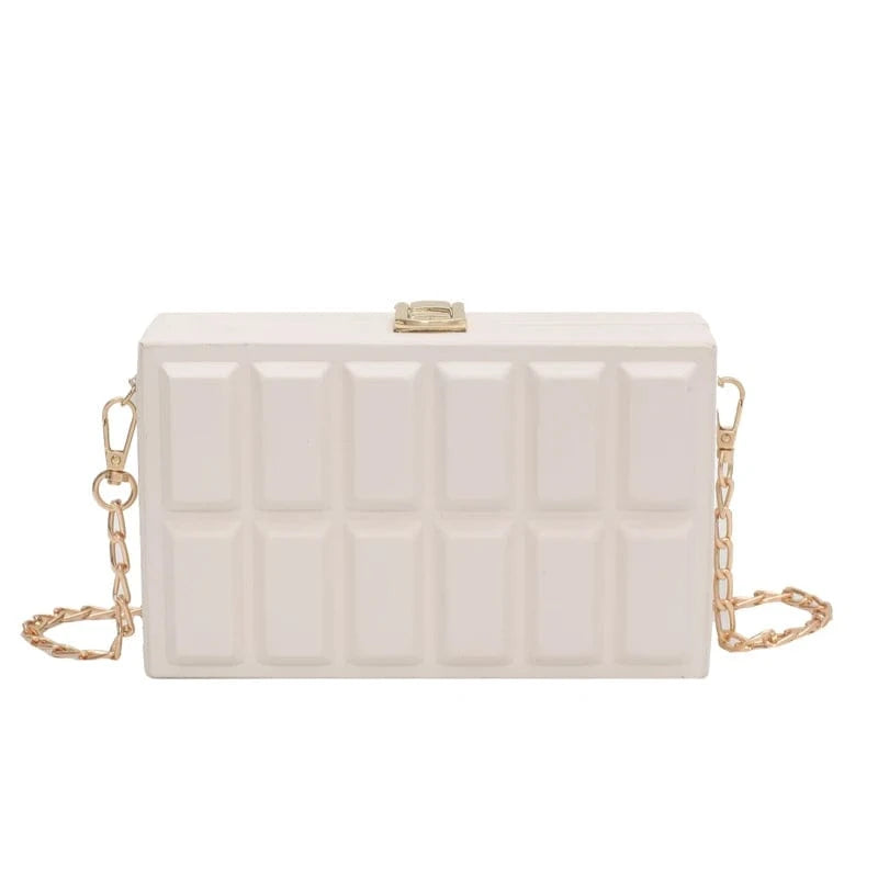 Vintage Box Shape Chains Crossbody Bags for Women Small Square Clutch Handbags Purses